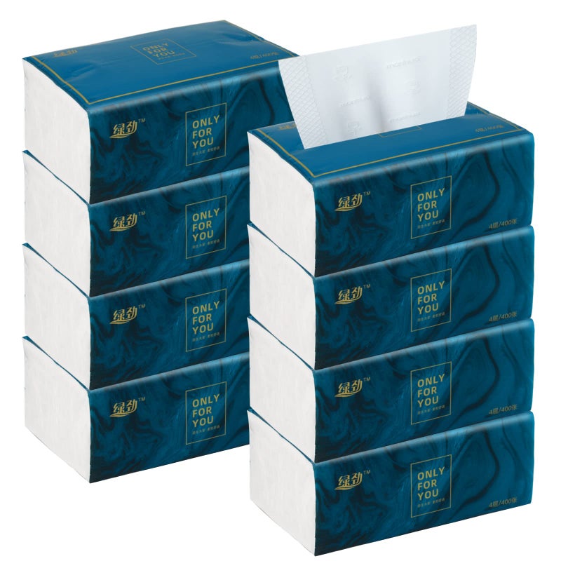 8 Packs Disposable Facial Tissue Toilet Paper Native Wood Pulp Fiber Material Soft Facial Napkin White Facial Paper Tissue 4Ply 400 Sheets per Pack